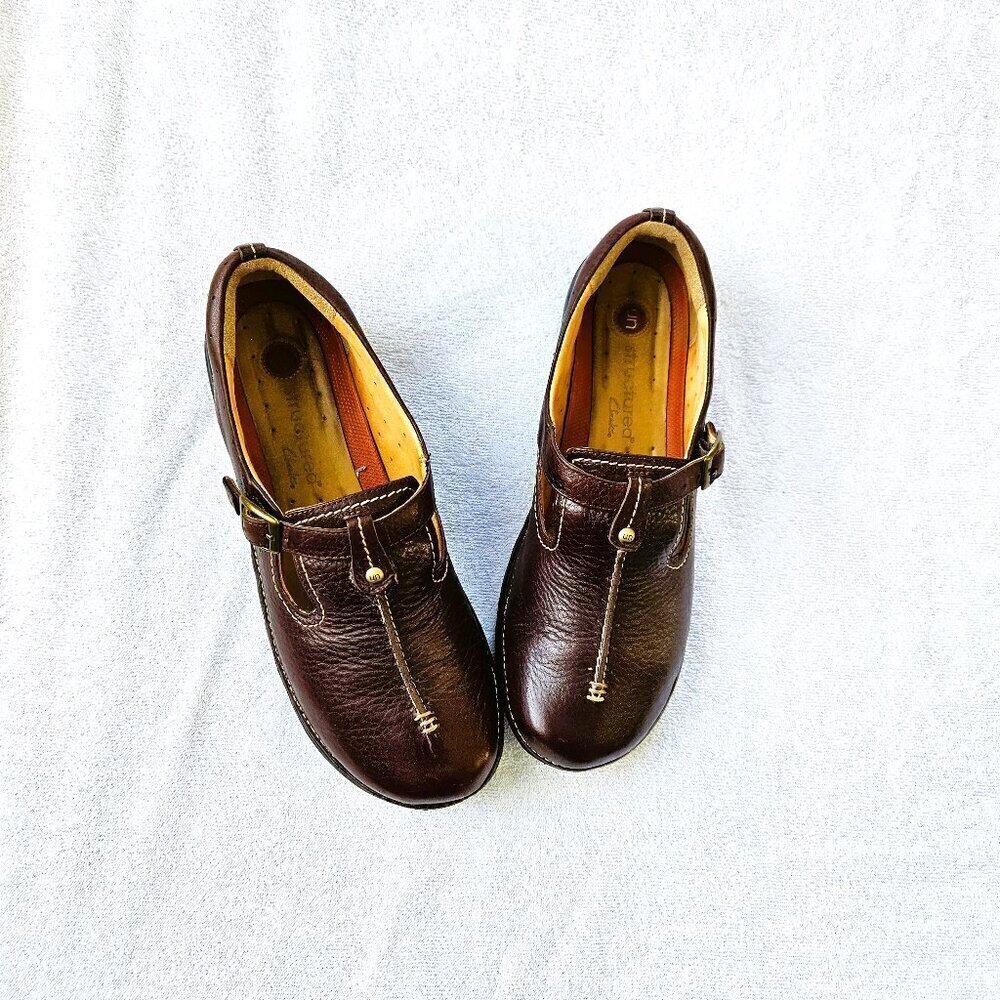 Clarks Unstructured Comfortable Mary Jane Brown Leather Loafers Size 10 M